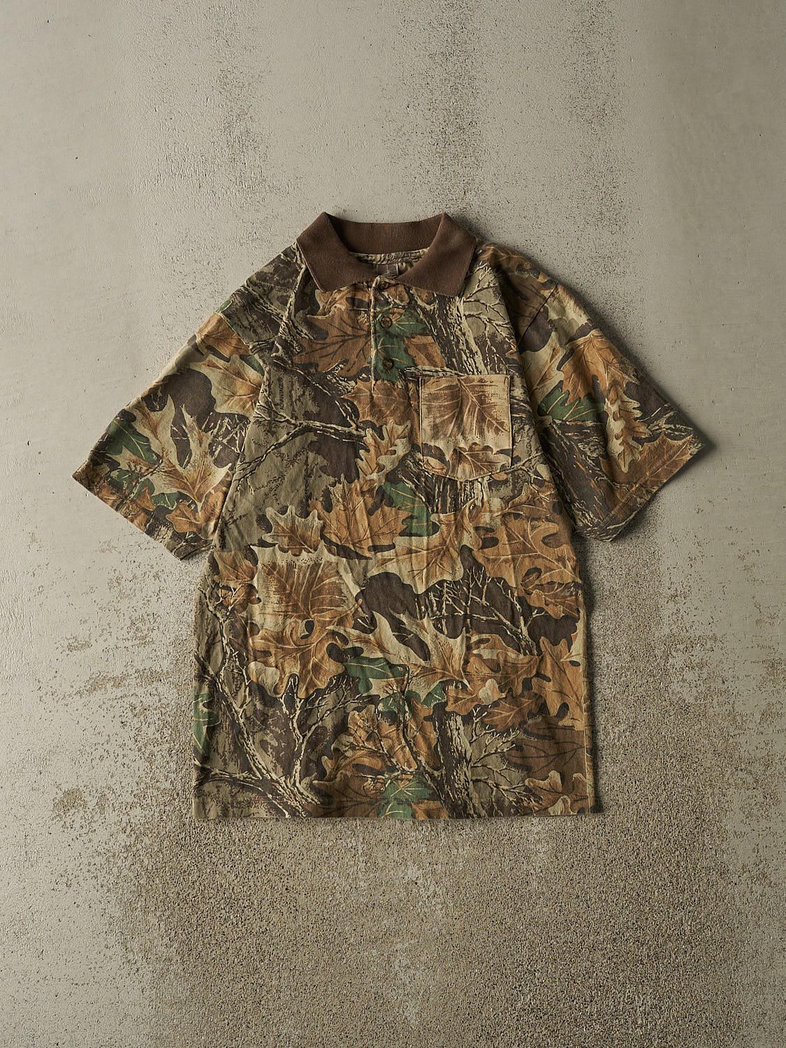 Vintage 80s Camo Advantage Pocket Quarter Button Tee (S/M)