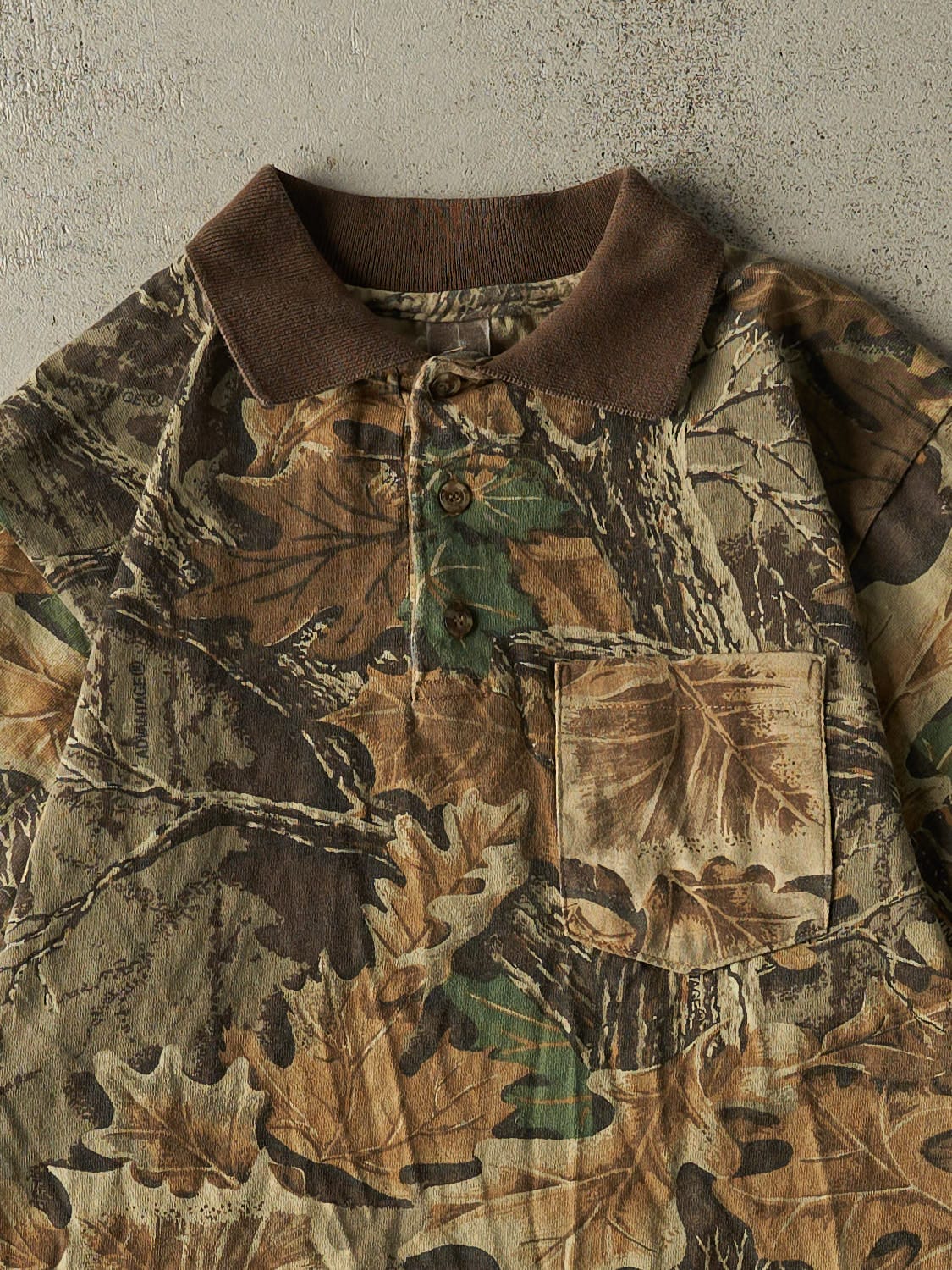 Vintage 80s Camo Advantage Pocket Quarter Button Tee (S/M)