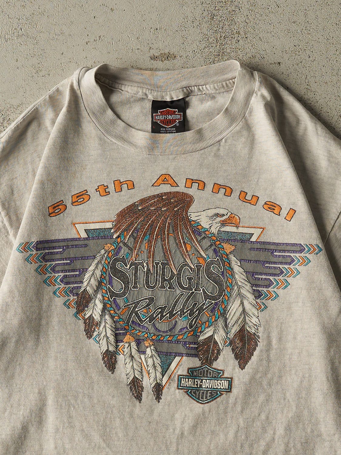 Vintage 95' Heather Grey Harley Davidson 55th Annual Sturgis Rally Single Sittch Tee (M)