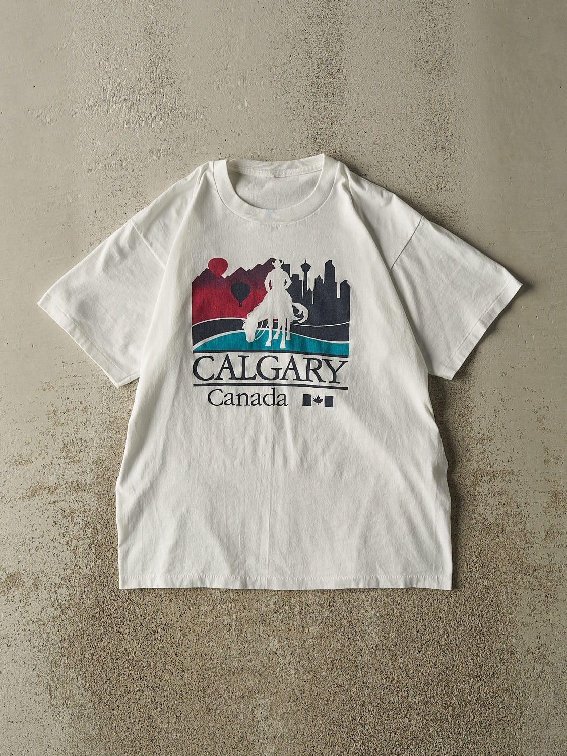 Vintage 90s White Calgary Single Stitch Tee (M)