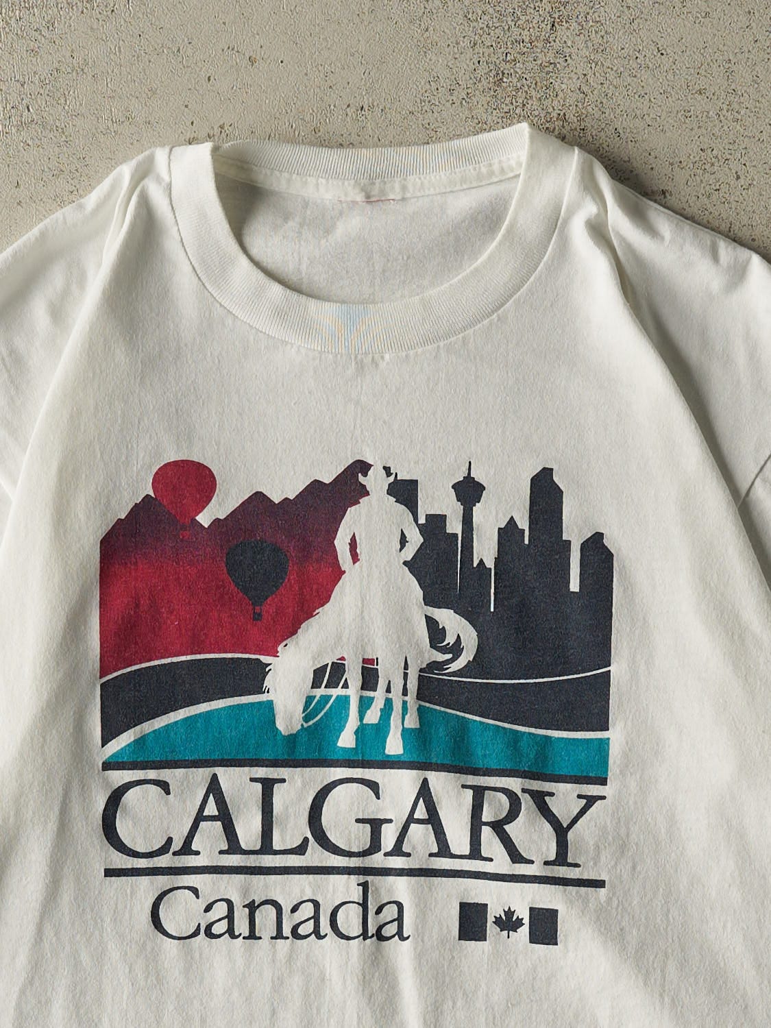 Vintage 90s White Calgary Single Stitch Tee (M)