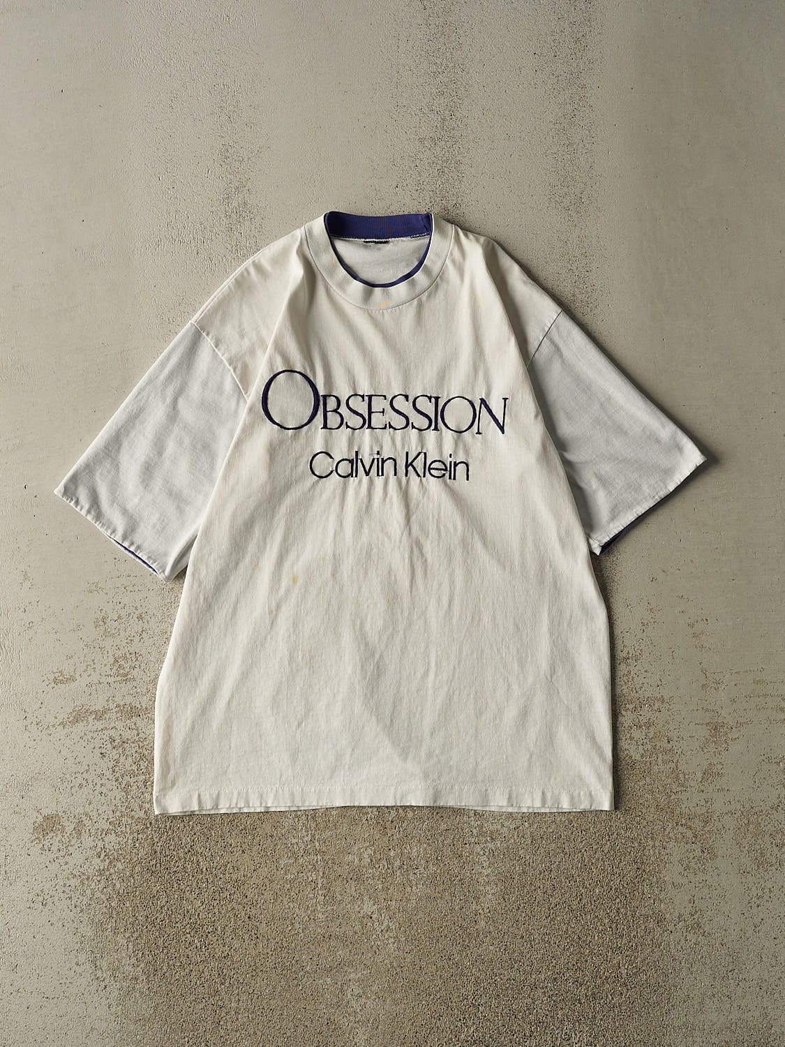 Vintage 80s White Calvin Klein Obsession Tee (L/XL)