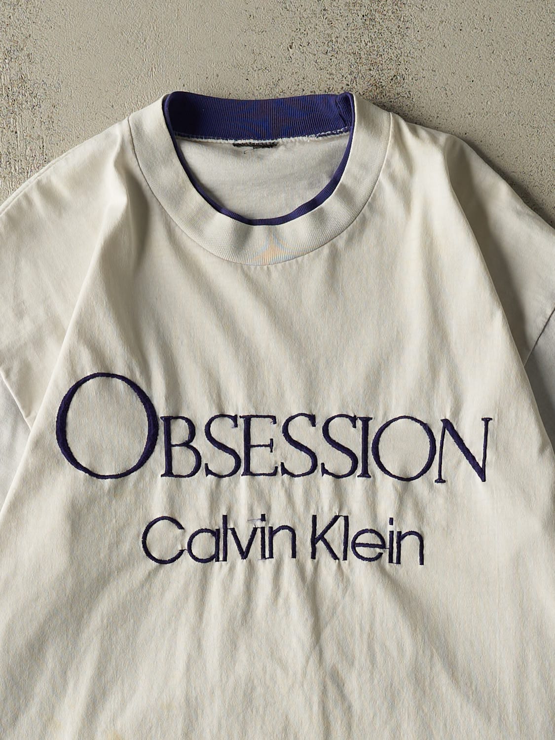 Vintage 80s White Calvin Klein Obsession Tee (L/XL)