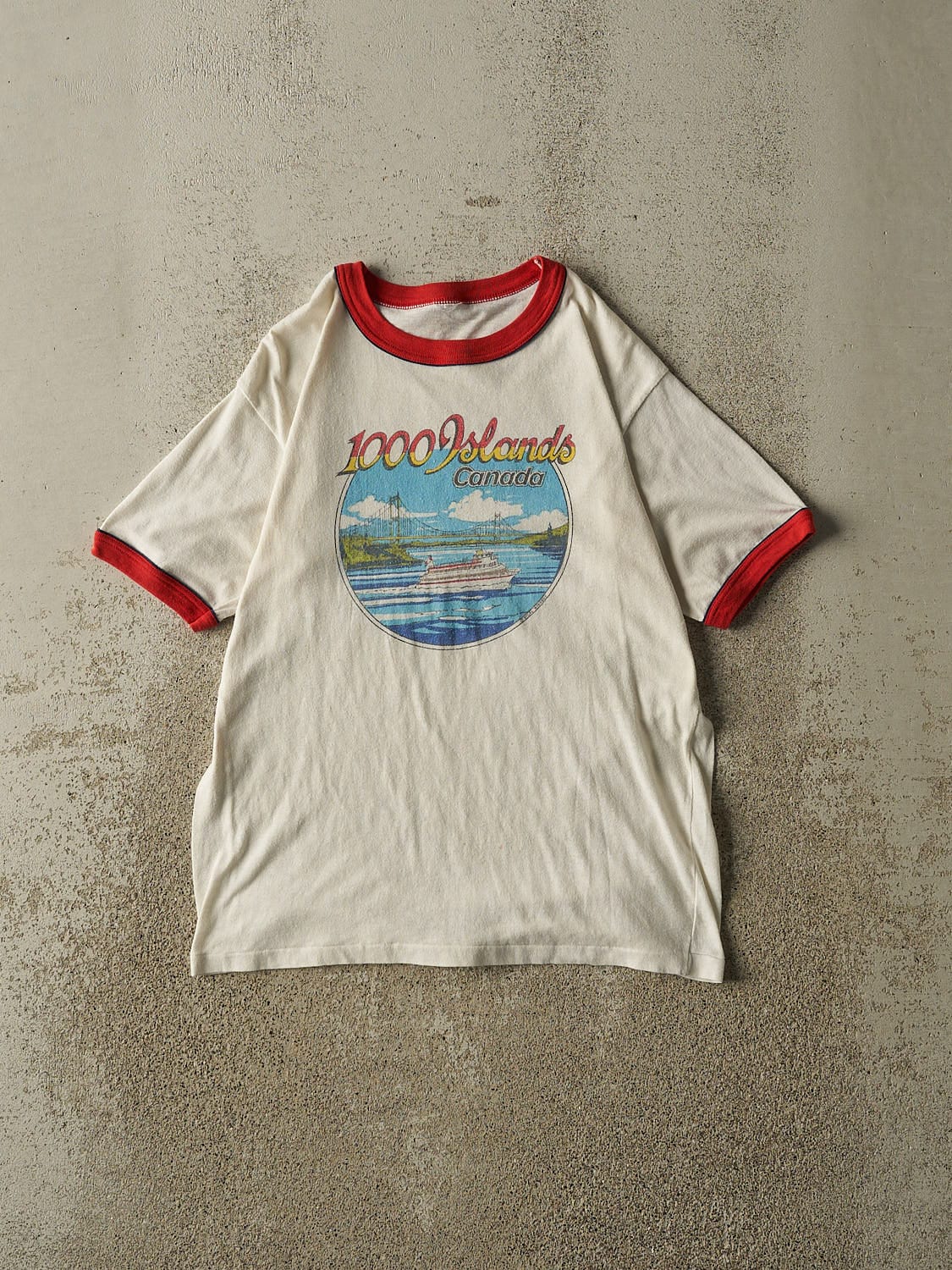 Vintage 70s White 1000 Islands Ringer Tee (S/M)