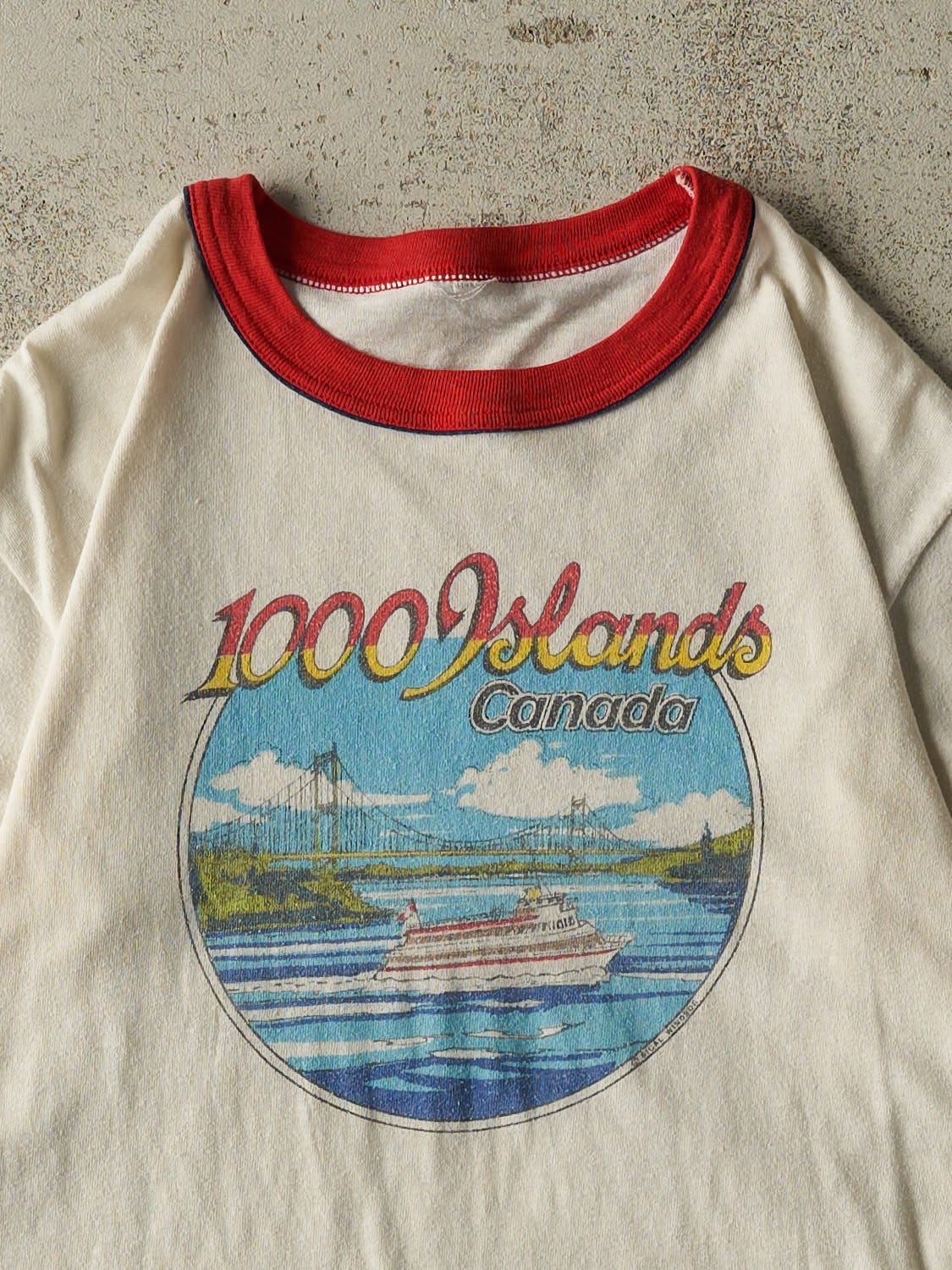 Vintage 70s White 1000 Islands Ringer Tee (S/M)