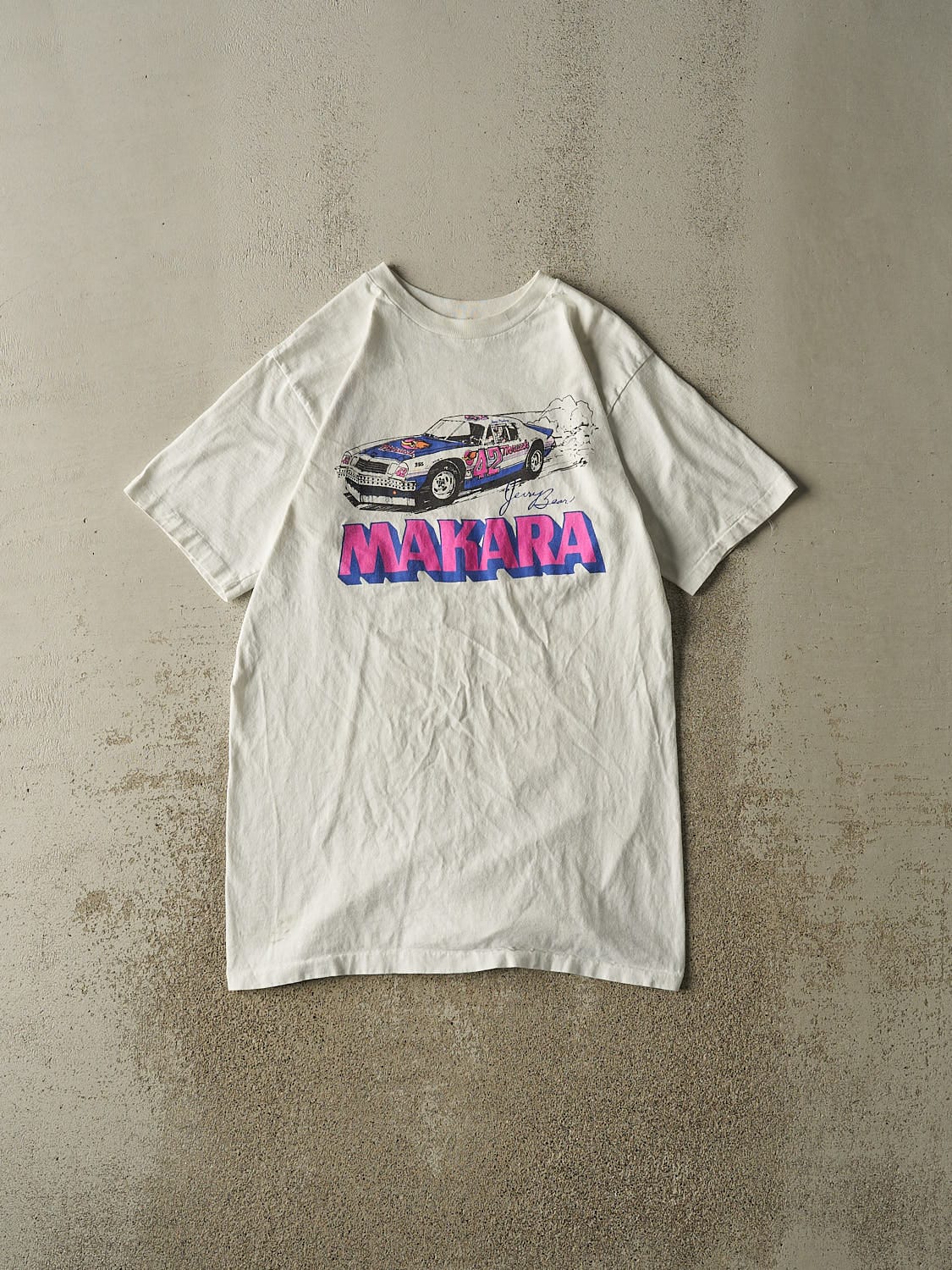 Vintage 80s White Makara Single Stitch Racing Tee (L/XL)