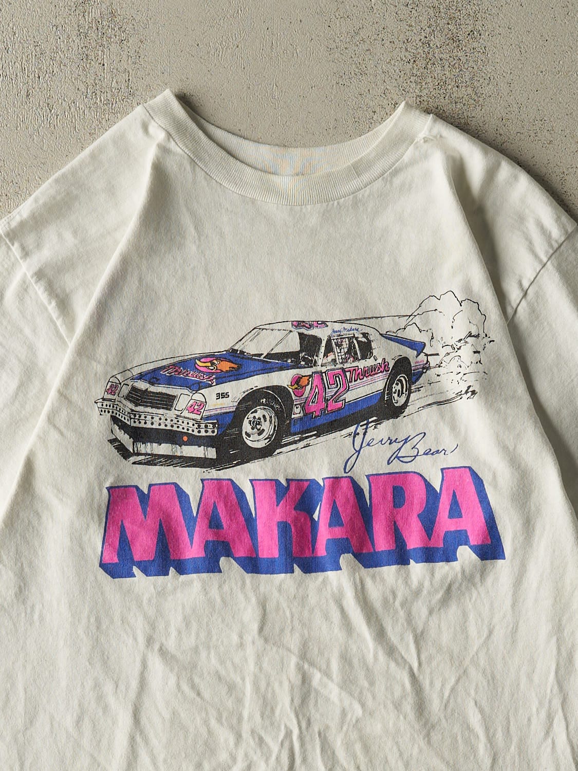 Vintage 80s White Makara Single Stitch Racing Tee (L/XL)