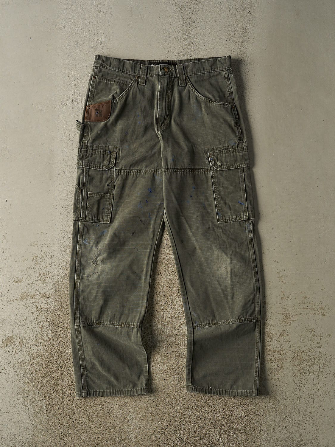 Vintage 90s Washed Green Wrangler Riggs Double Knee Carpenter Pants (32x31.5)
