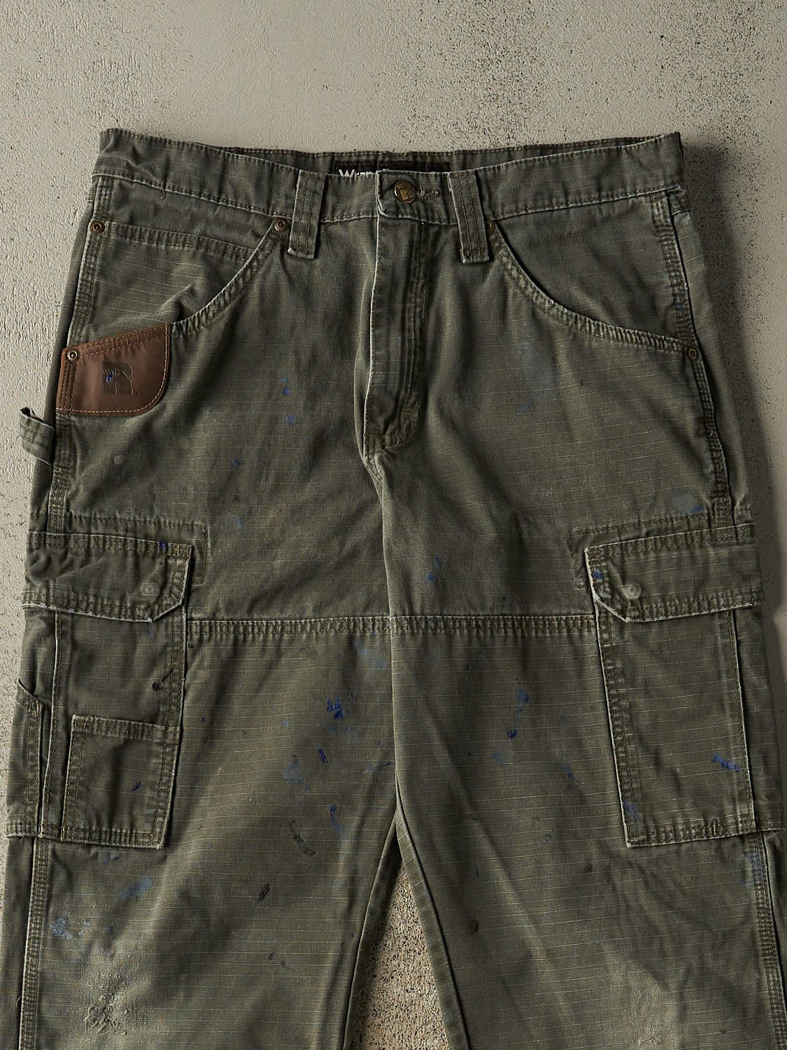 Vintage 90s Washed Green Wrangler Riggs Double Knee Carpenter Pants (32x31.5)