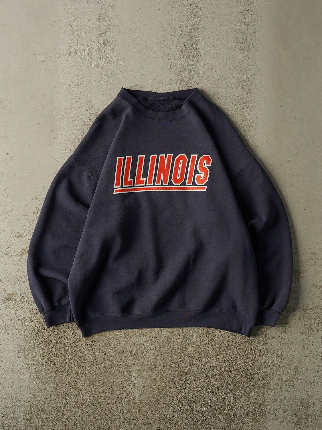 Vintage 90s Sun Faded Navy University of Illinois Crewneck (XL)