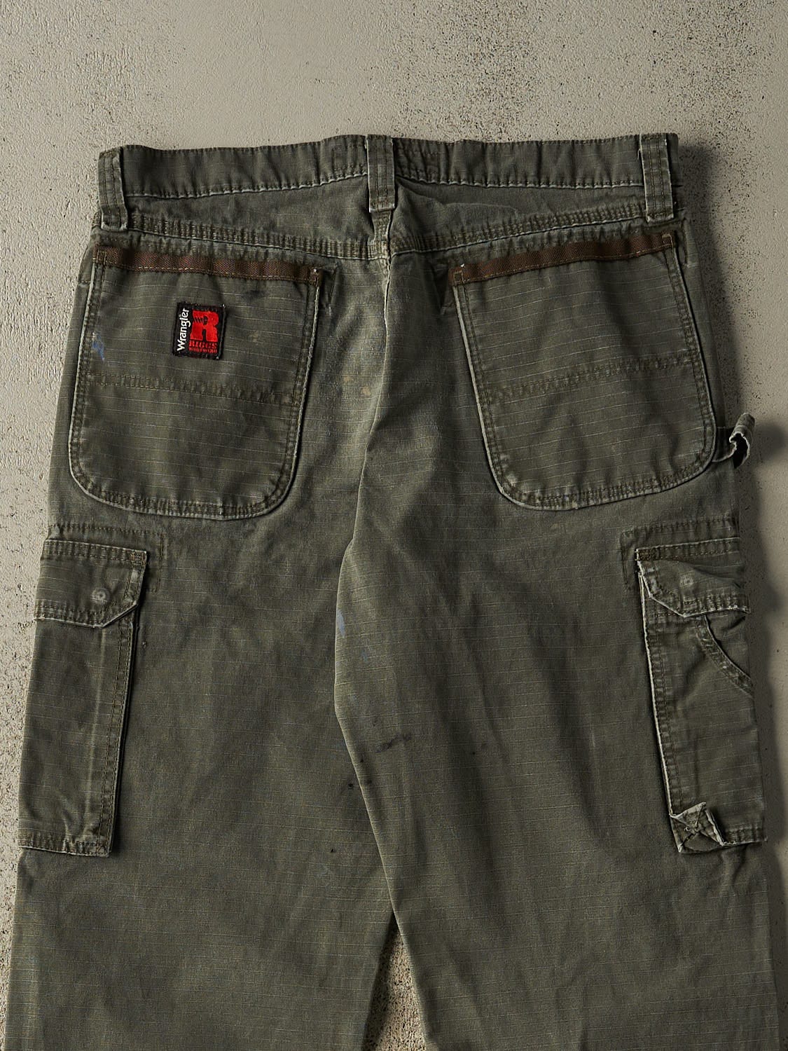 Vintage 90s Washed Green Wrangler Riggs Double Knee Carpenter Pants (32x31.5)