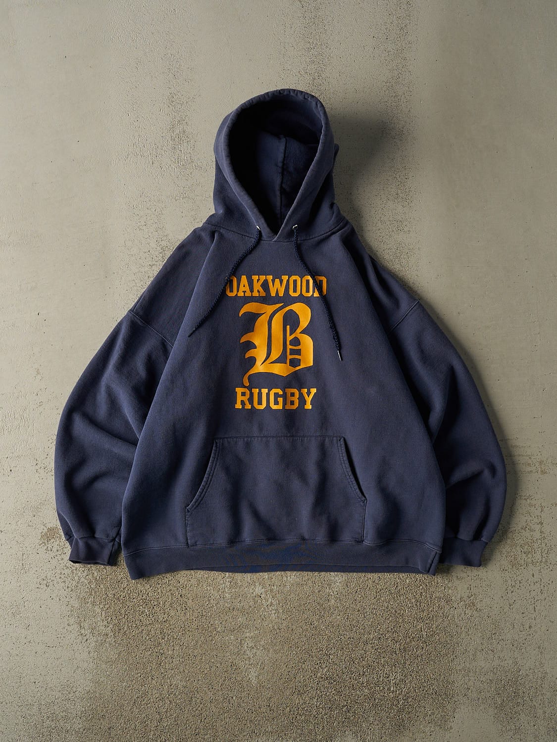 Vintage 90s Sun Faded Navy Oakwood Rugby Hoodie (XL/XXL)