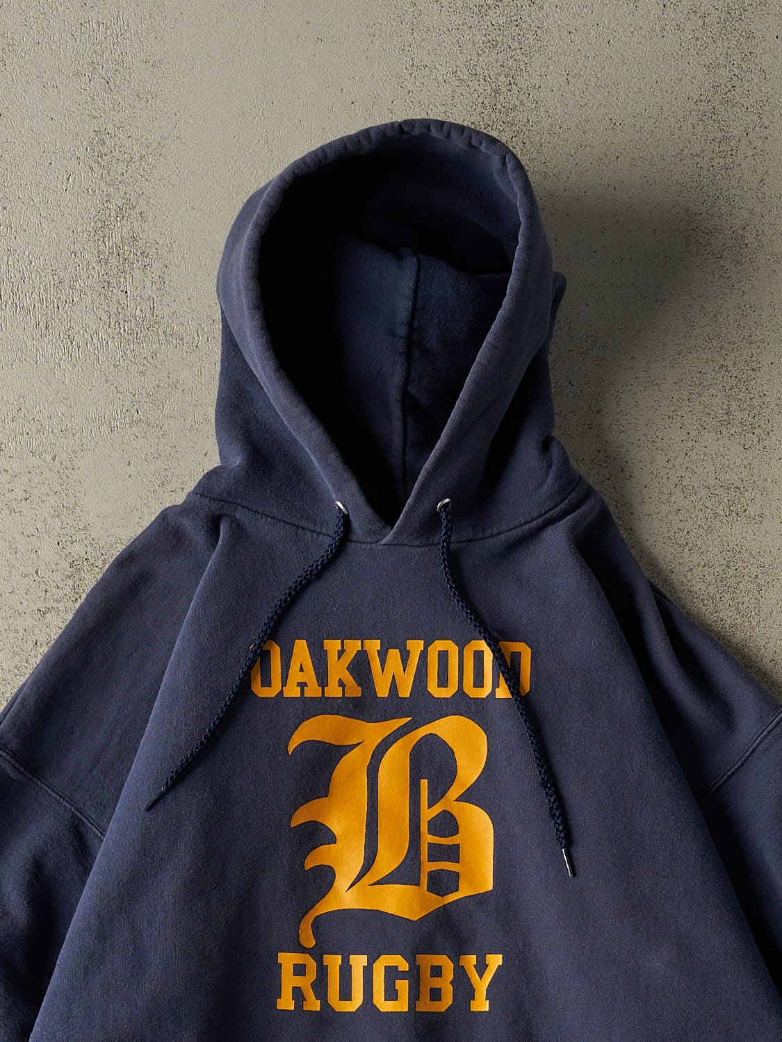 Vintage 90s Sun Faded Navy Oakwood Rugby Hoodie (XL/XXL)