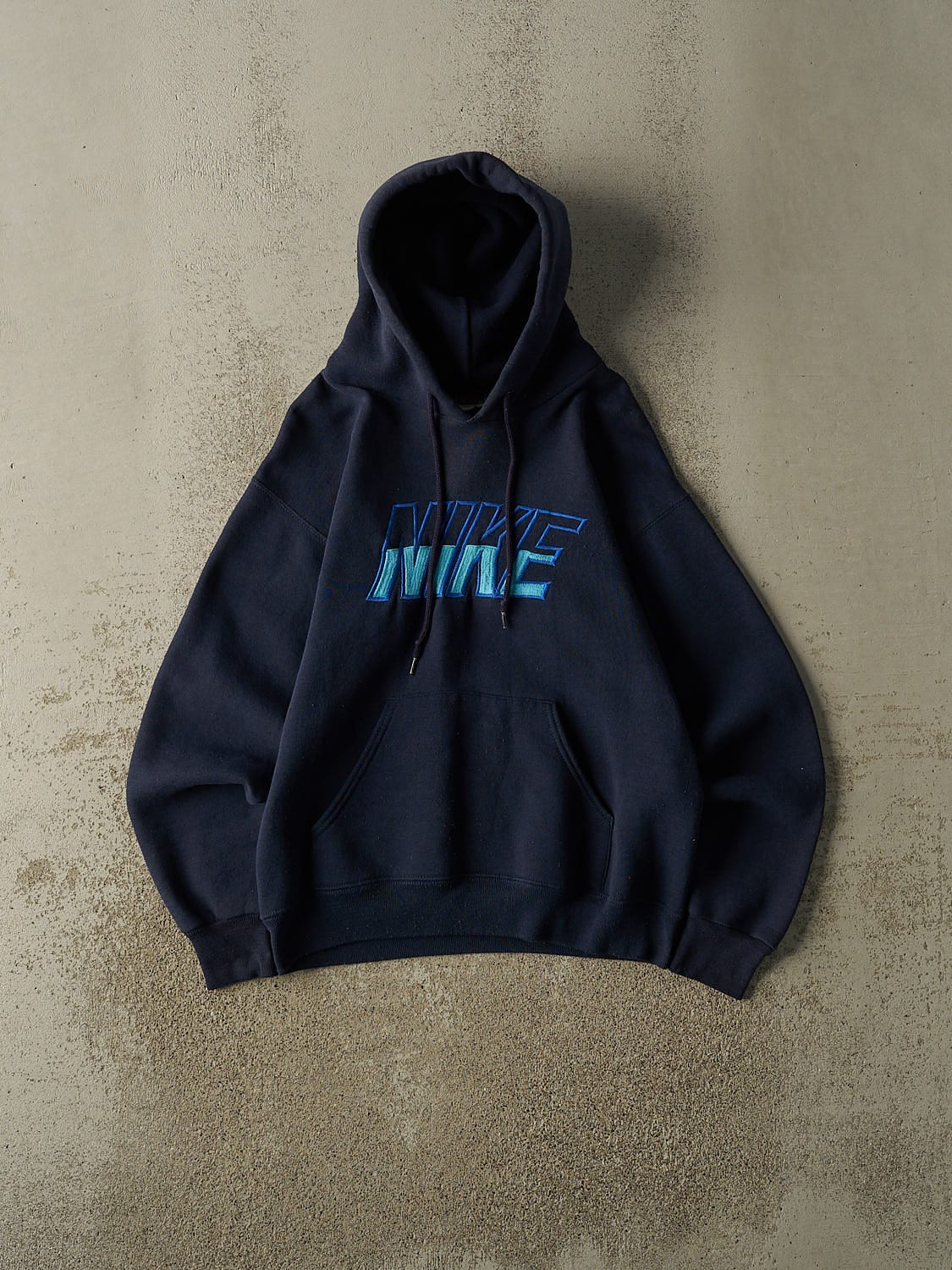 Vintage 90s Navy Blue Nike Embroidered Hoodie (S/M)