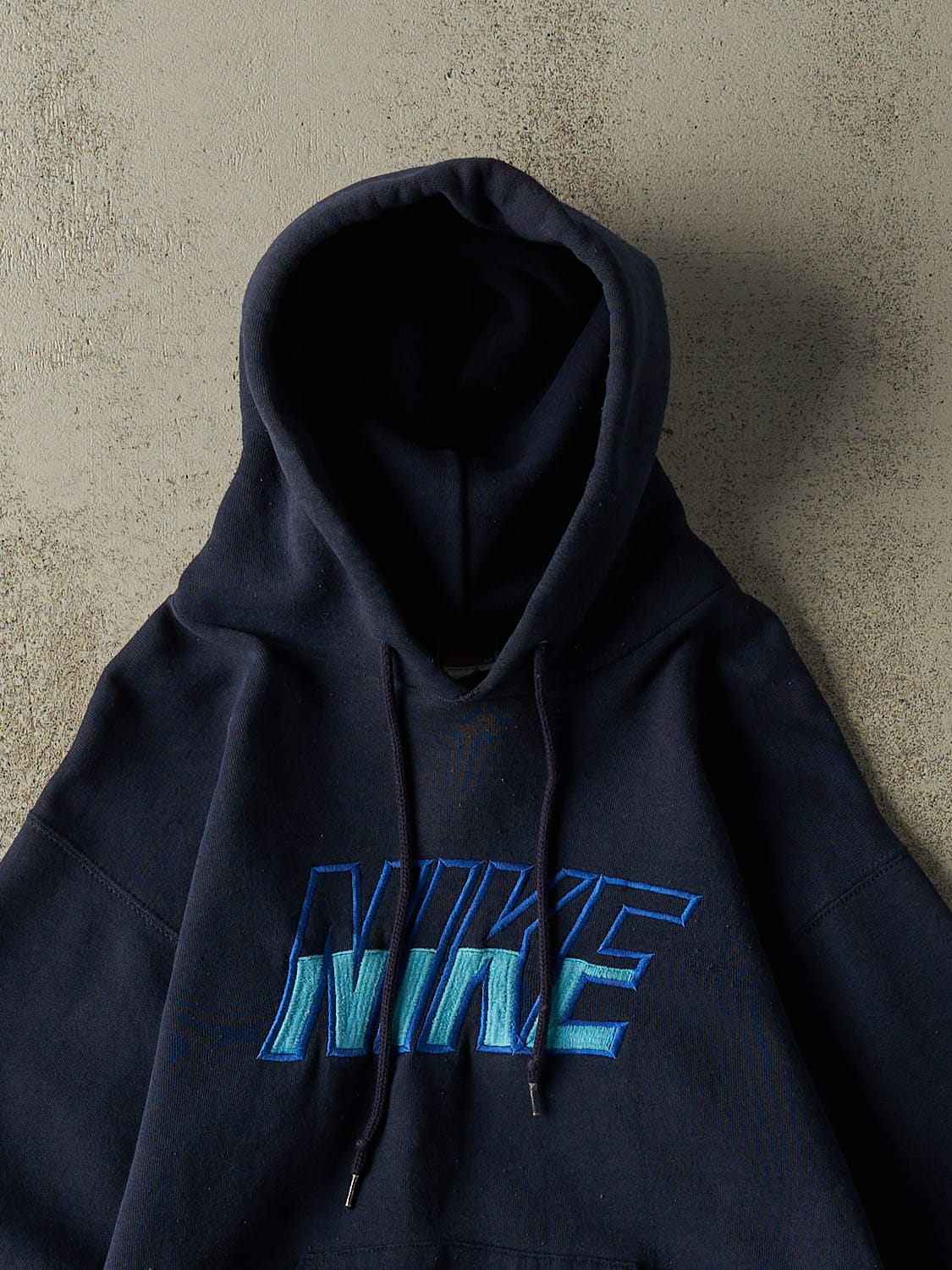 Vintage 90s Navy Blue Nike Embroidered Hoodie (S/M)