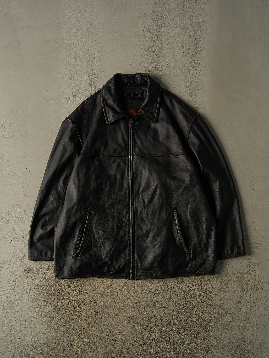 Vintage Y2K Black Leather Jacket (XL/XXL)