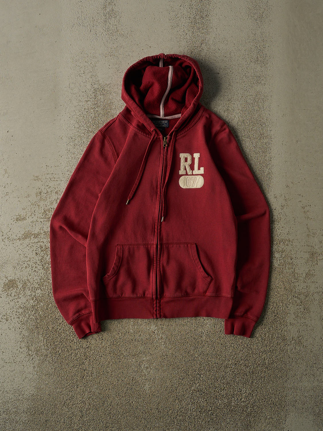 Vintage Y2K Red Polo Jeans Embroidered Zip Up Hoodie (XS/S)