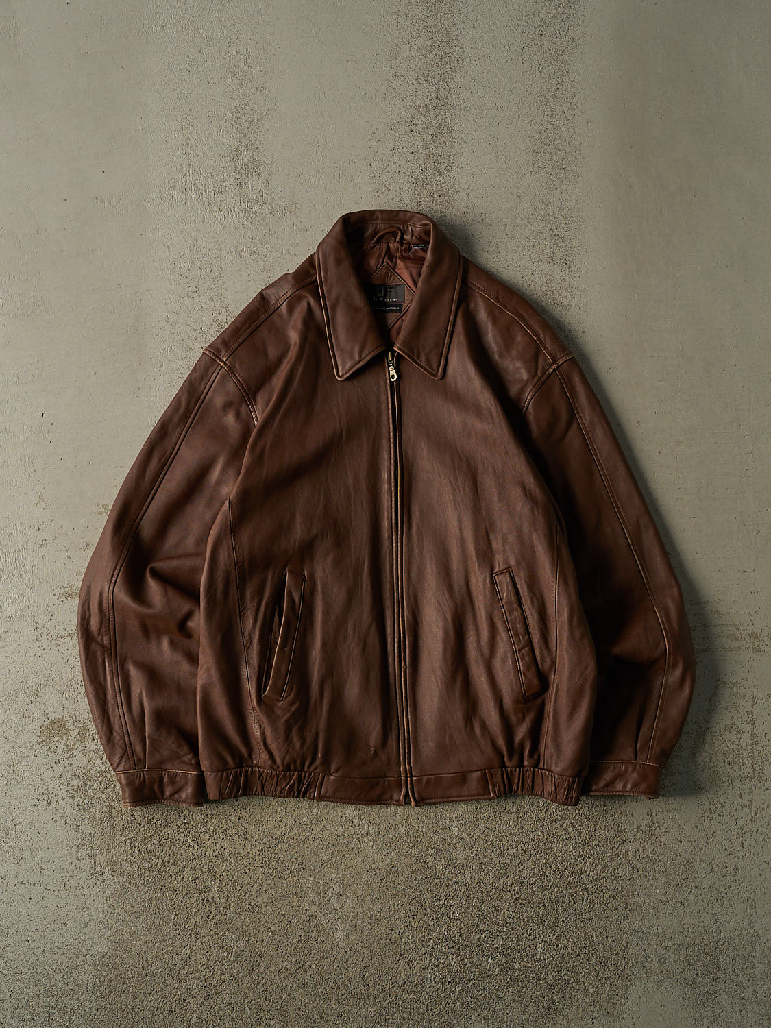 Vintage Y2K Brown Lamb Skin Leather Jacket (XL/XXL)