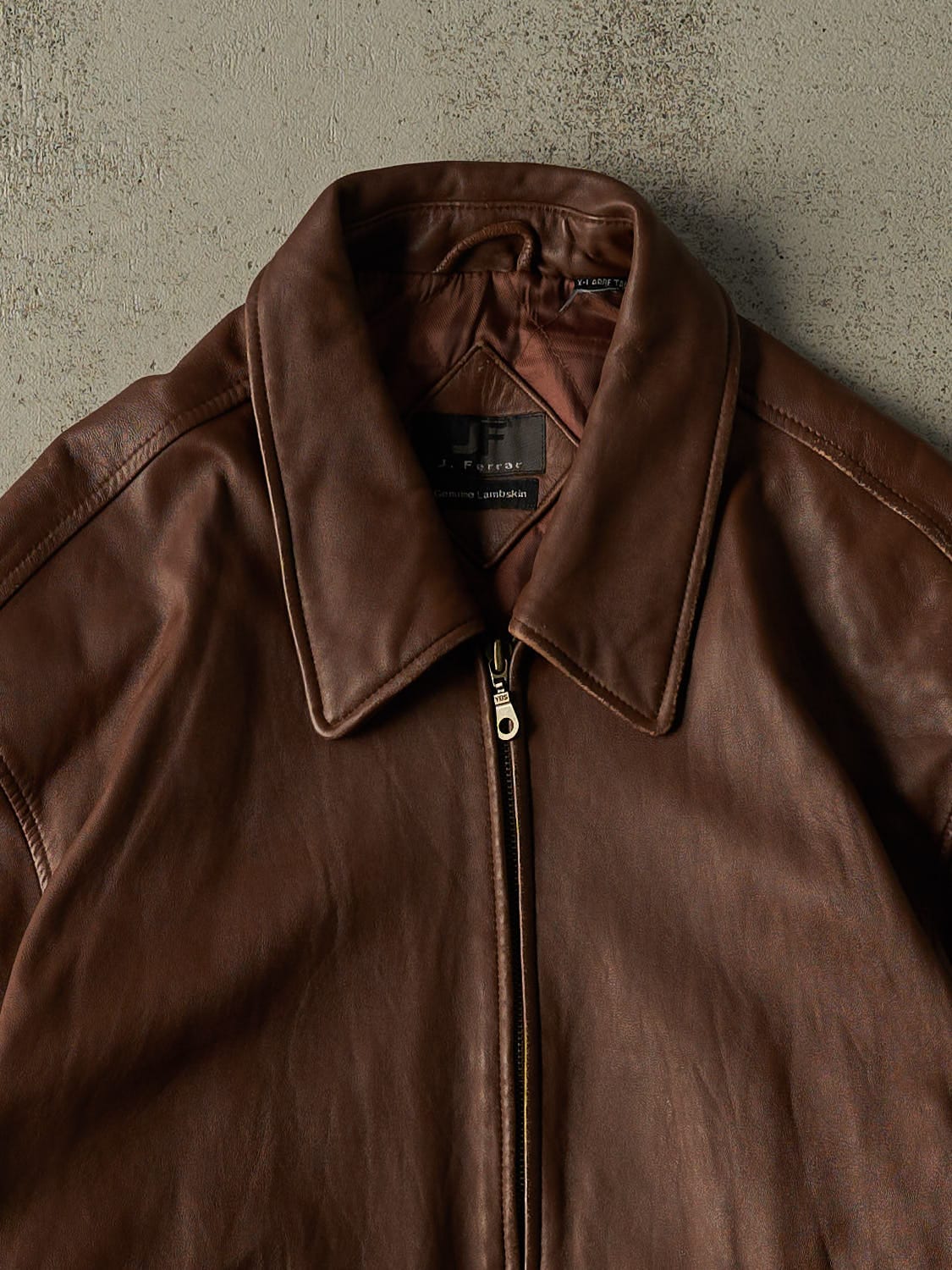 Vintage Y2K Brown Lamb Skin Leather Jacket (XL/XXL)