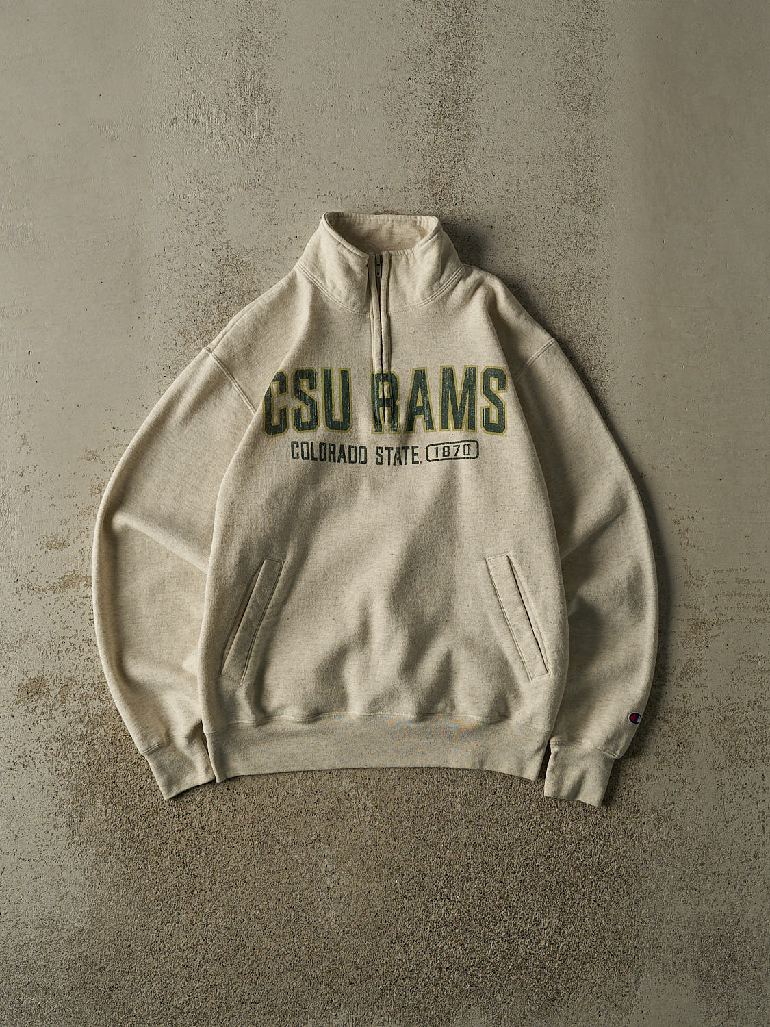 Vintage Y2K Heather Grey Champion Colorado State Rams Quarter Zip (S)