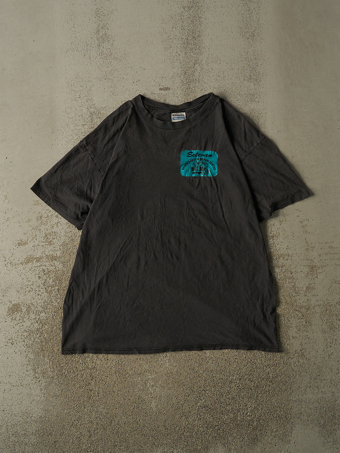 Vintage 80s Faded Black Estevan Truck Parts Single Stitch Tee (L/XL)