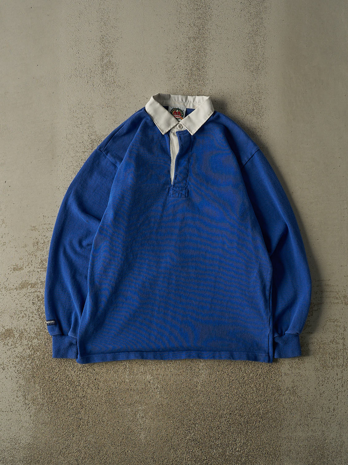 Vintage Y2K Blue Rugby Quarter Button Long Sleeve (L/XL)
