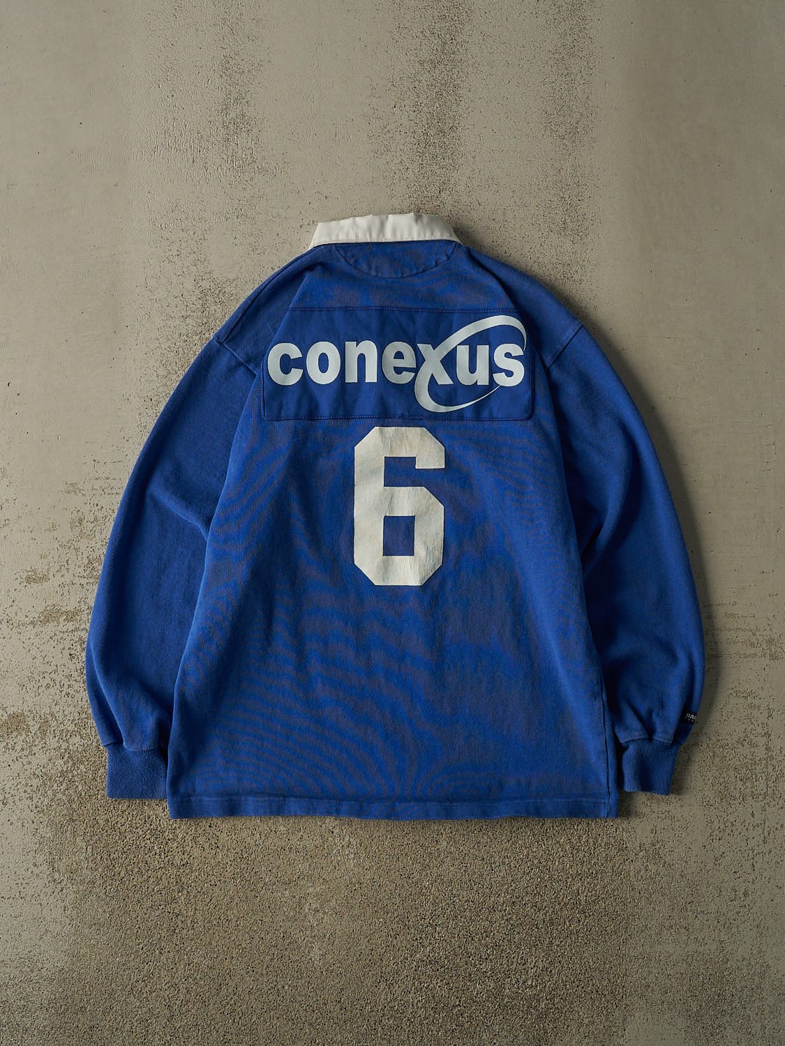 Vintage Y2K Blue Rugby Quarter Button Long Sleeve (L/XL)