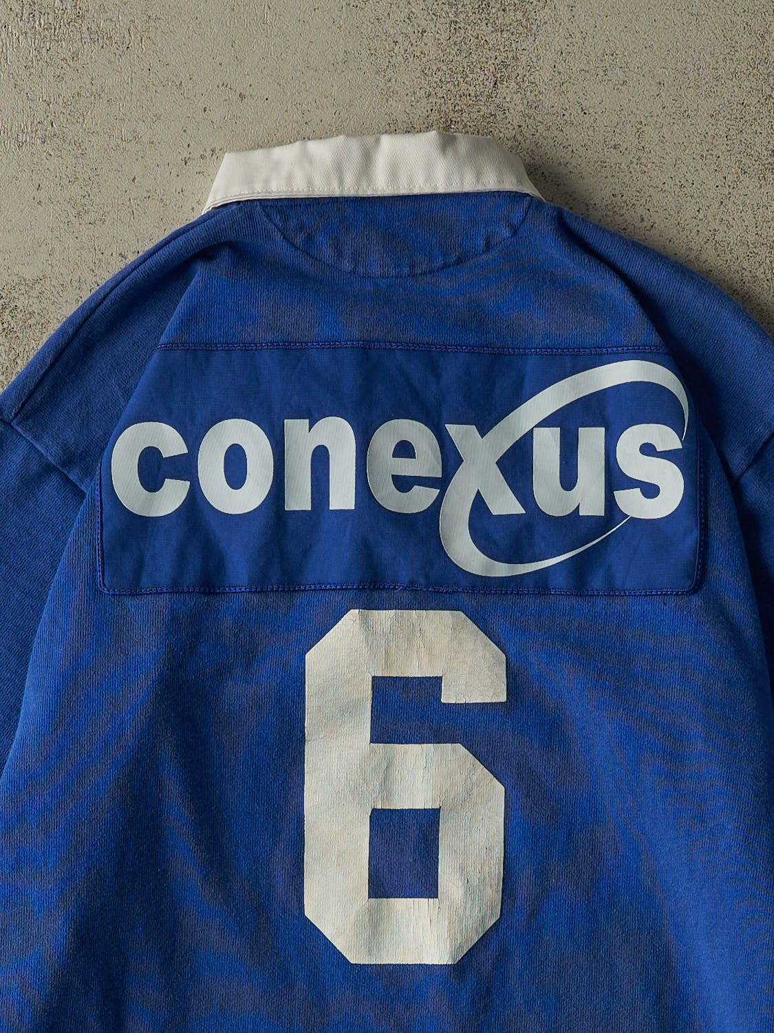 Vintage Y2K Blue Rugby Quarter Button Long Sleeve (L/XL)