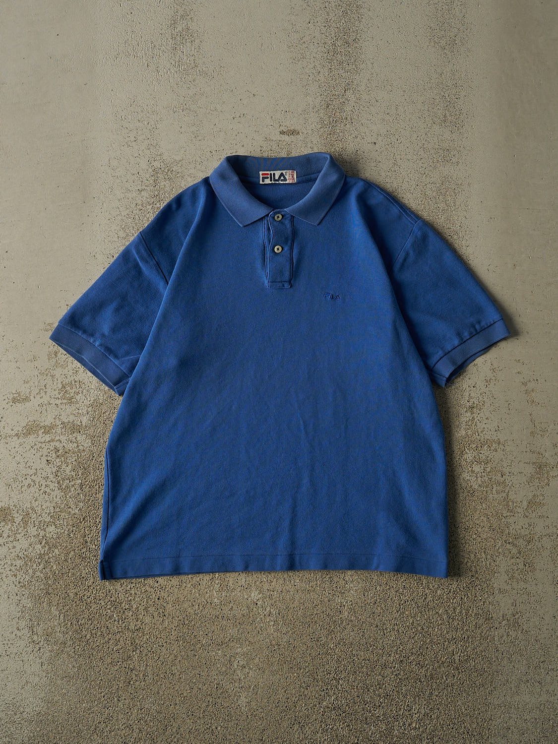 Vintage 90s Blue Fila Embroidered Quarter Button Tee (S/M)