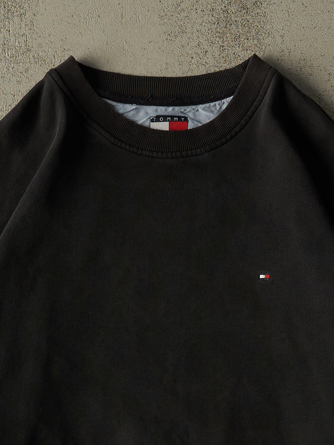 Vintage 90s Faded Black Tommy Hilfiger Embroidered Crewneck (XL/XXL)