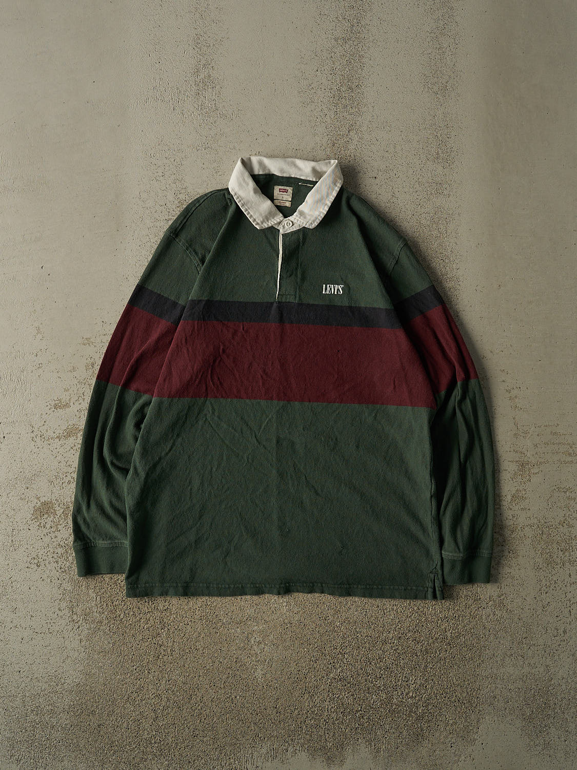 Vintage Y2K Green Levi's Quarter Button Long Sleeve (L/XL)