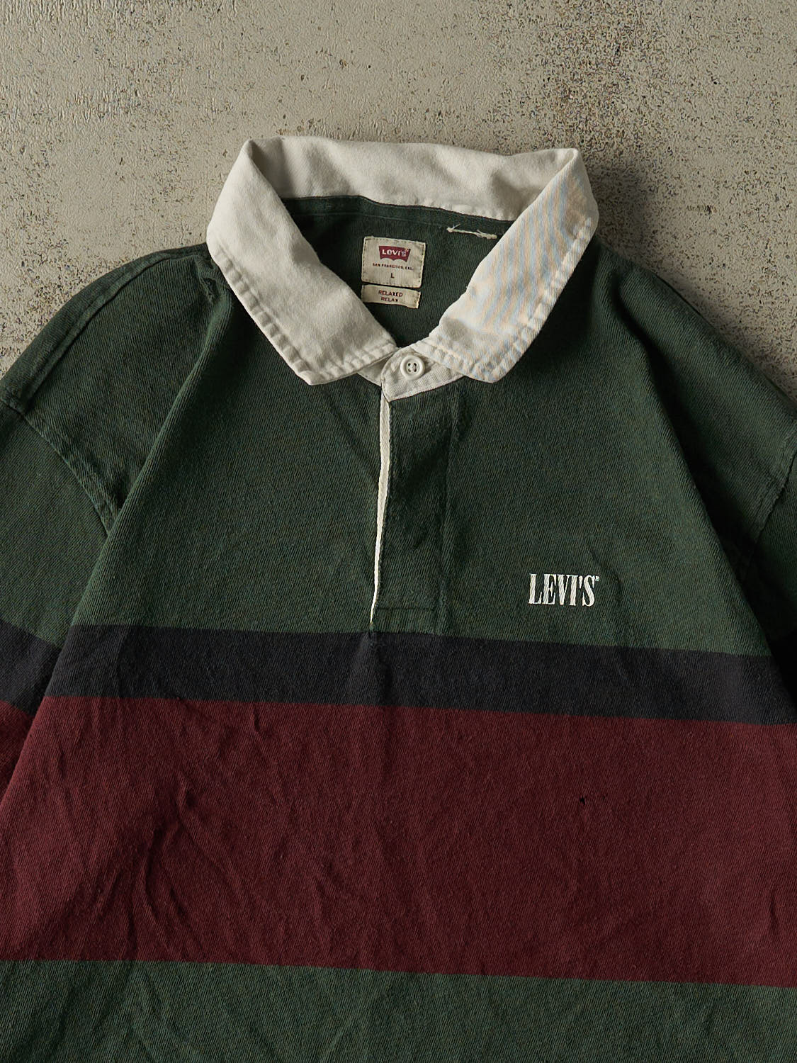 Vintage Y2K Green Levi's Quarter Button Long Sleeve (L/XL)