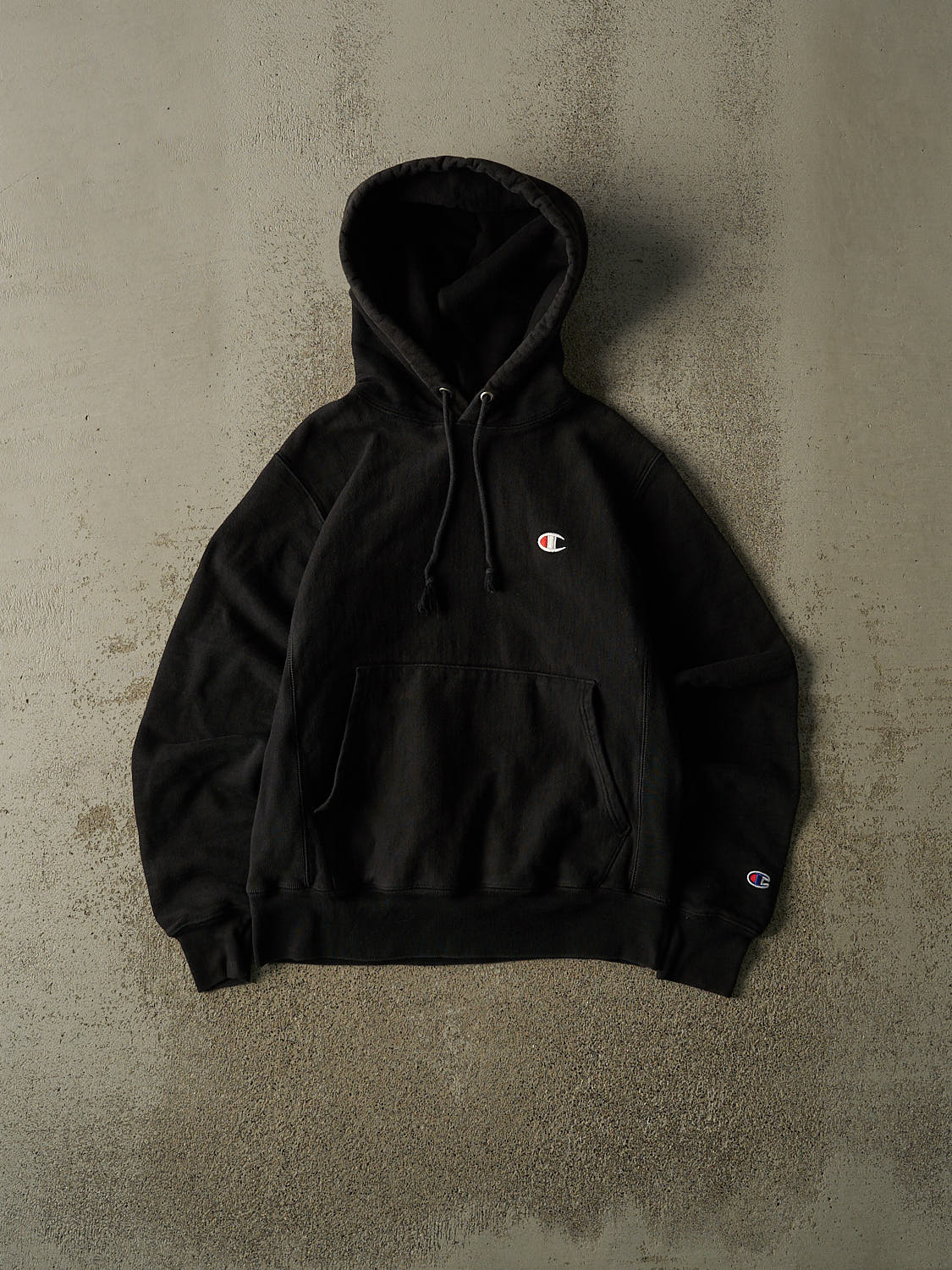 Vintage Y2K Black Champion Reverse Weave Embroidered Hoodie (XS/S)