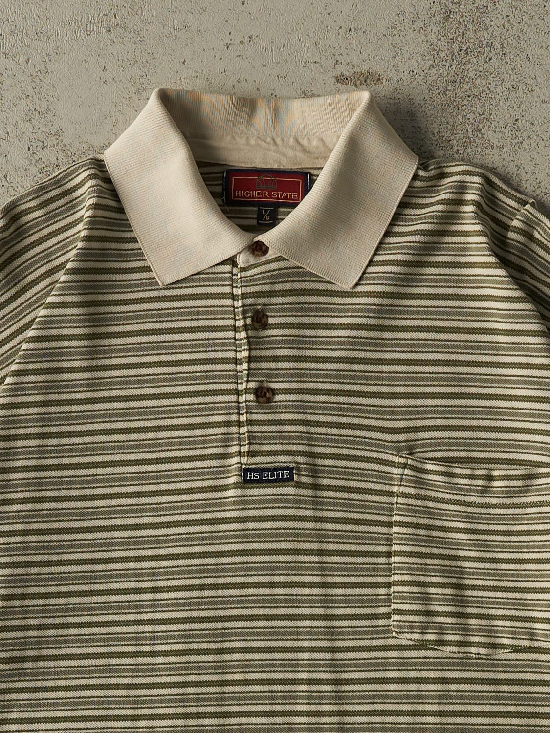 Vintage 90s Green Higher State Quarter Button Pocket Tee (L/XL)