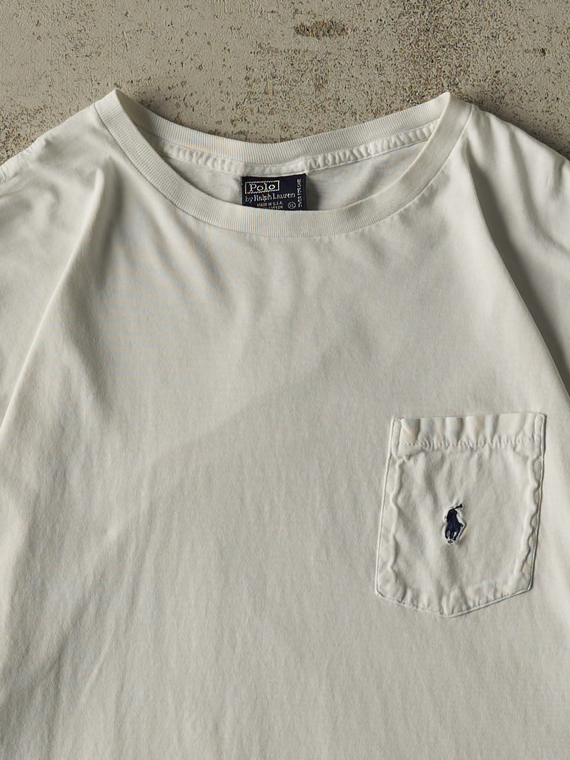 Vintage 90s White Polo Pocket Tee (XL)