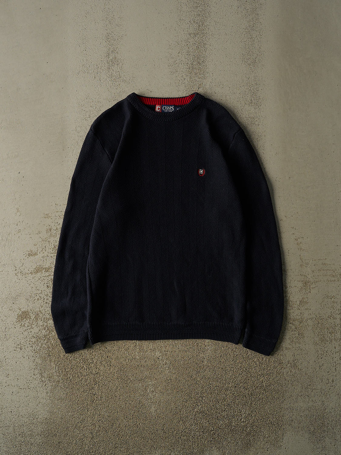 Vintage Y2K Navy Blue Chaps Herringbone Knit (L/XL)