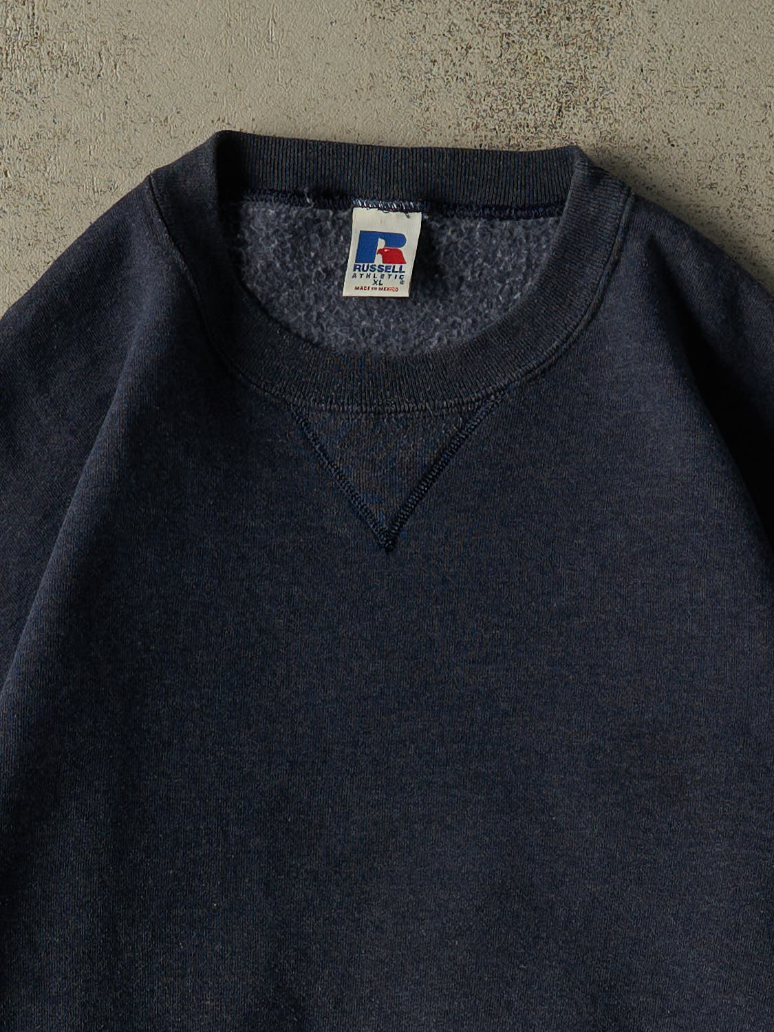 Vintage 90s Washed Navy Russell Athletic Blank Crewneck (XL)