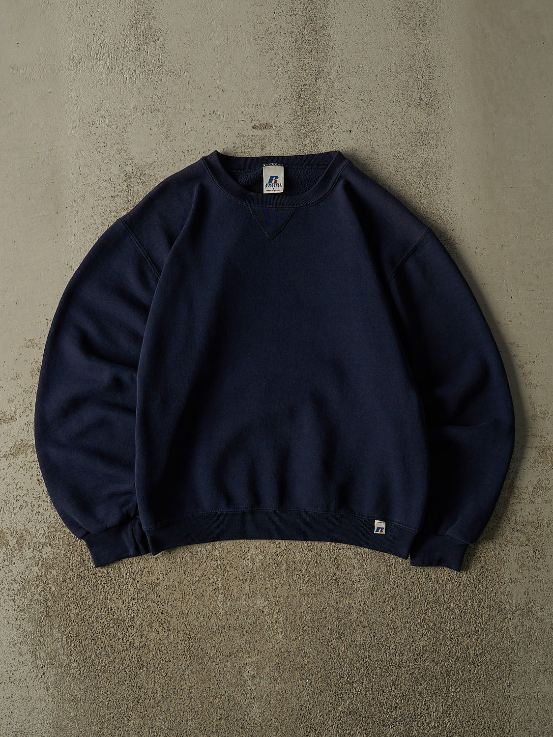 Vintage Y2K Navy Blue Russell Athletic Blank Crewneck (XS/S)