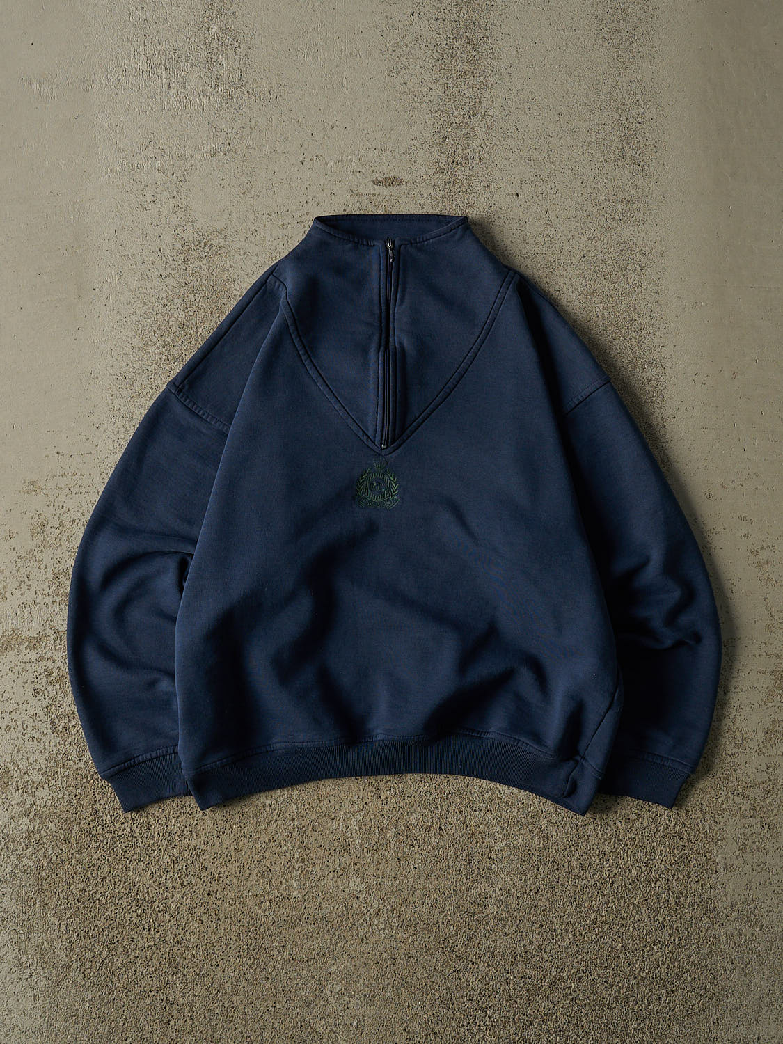 Vintage 90s Navy Blue Raglan Classics Embroidered Quarter Zip (XS/S)