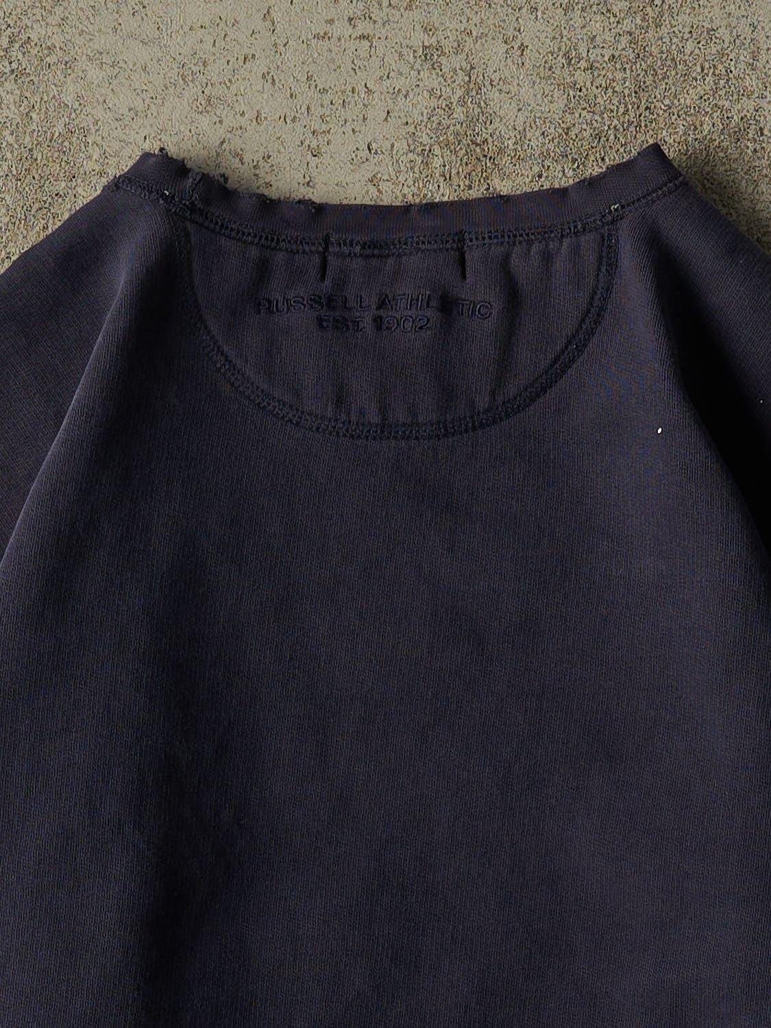 Vintage 90s Faded Navy Russell Athletic Blank Crewneck (L/XL)