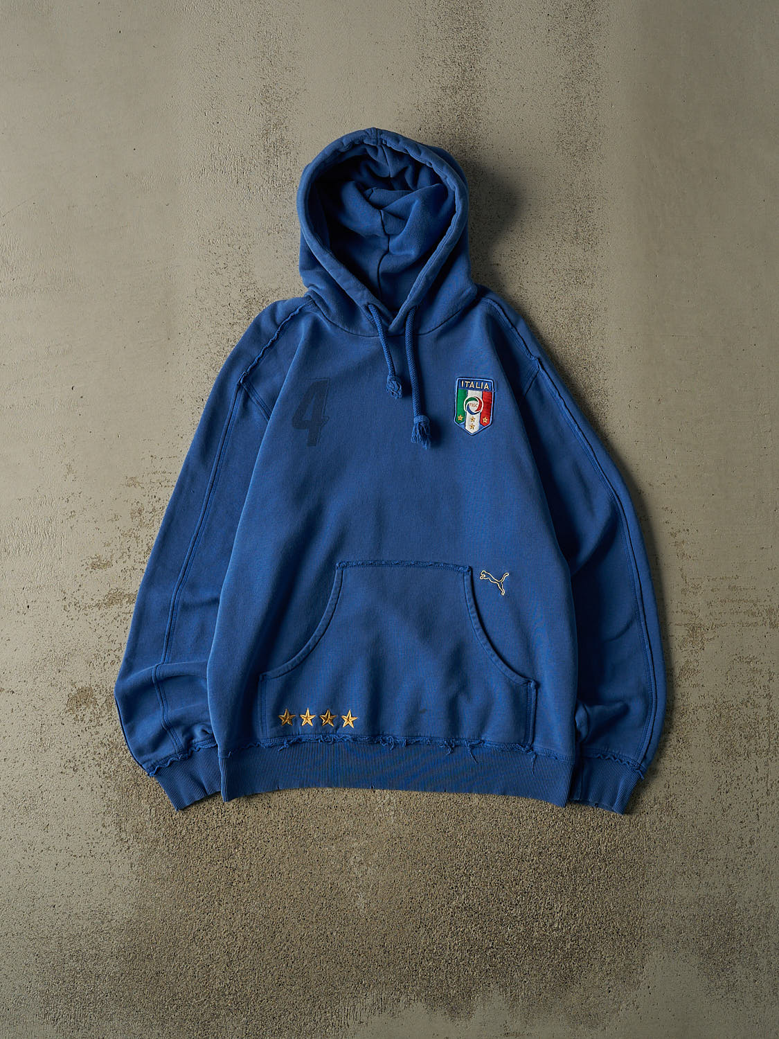 Vintage Y2K Blue Italy Soccer Hoodie (L/XL)