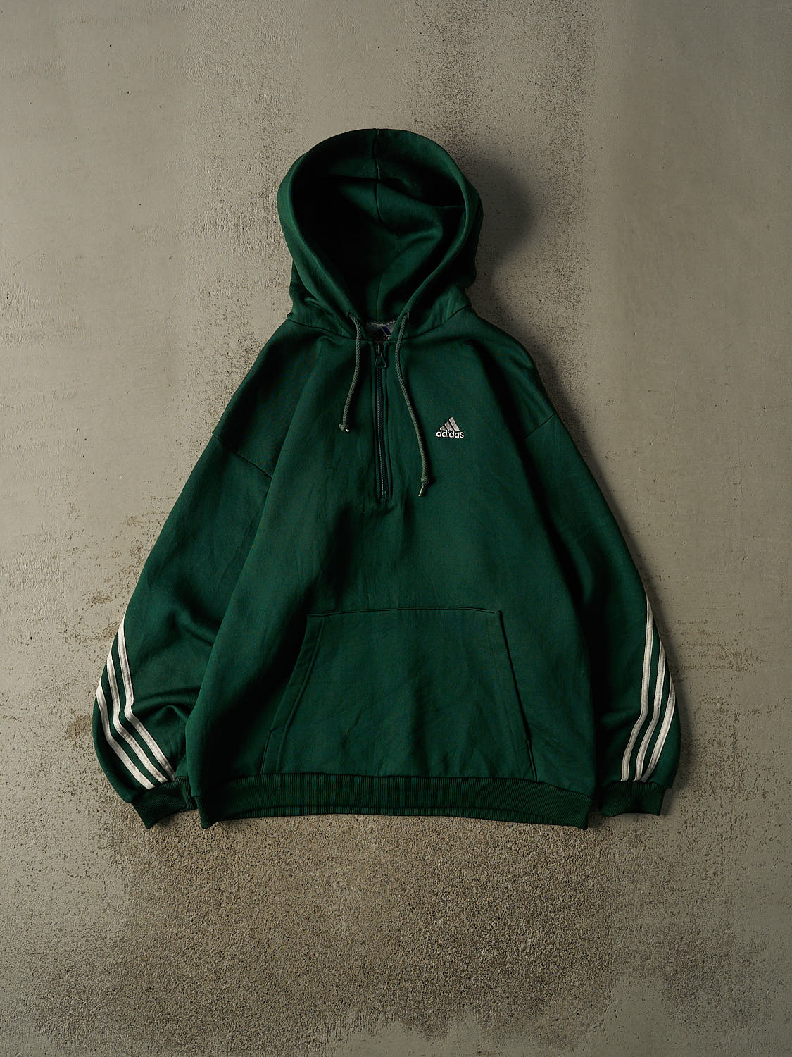 Vintage 90s Green Adidas Quarter Zip Hoodie (L/XL)