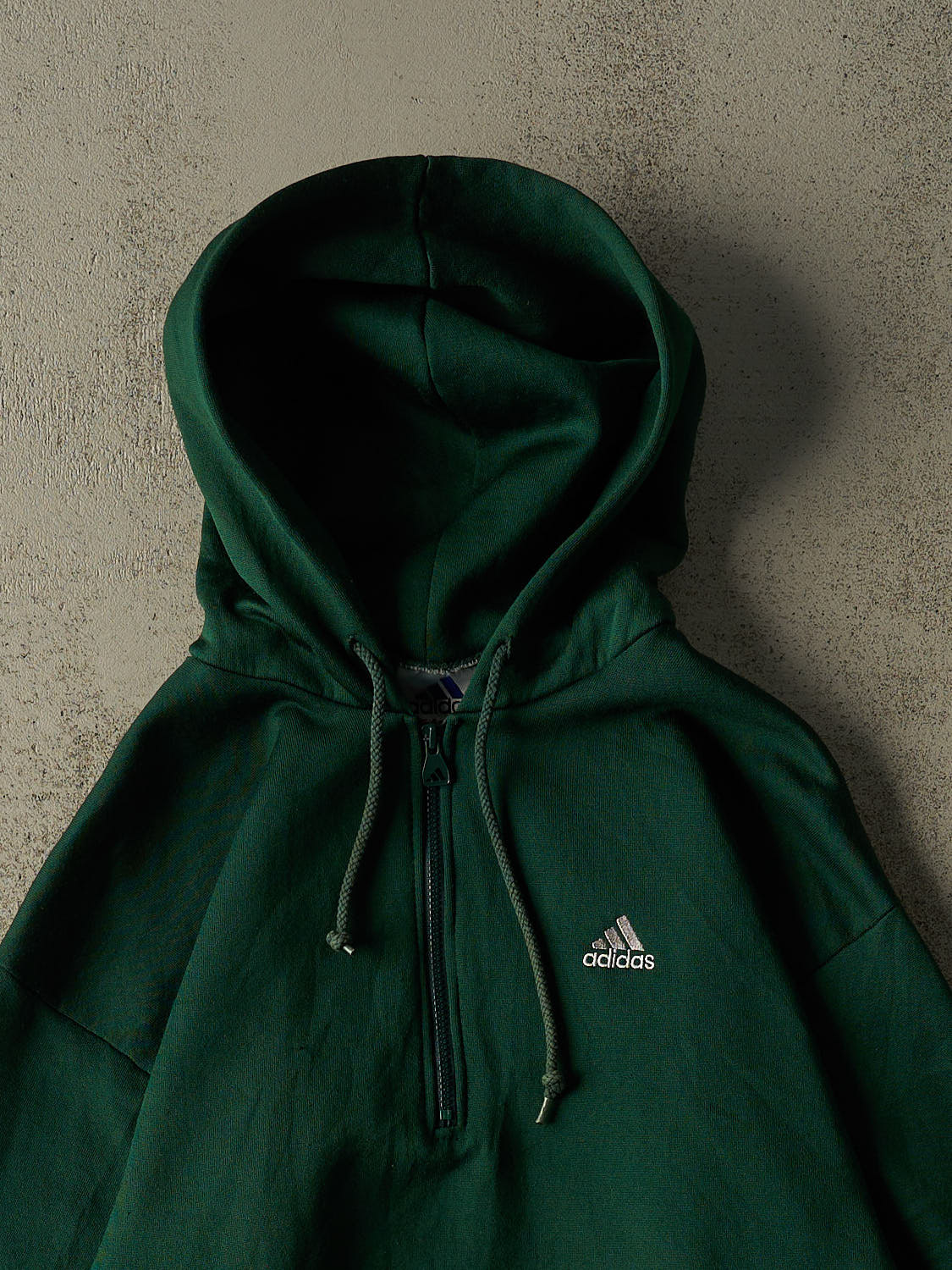 Vintage 90s Green Adidas Quarter Zip Hoodie (L/XL)