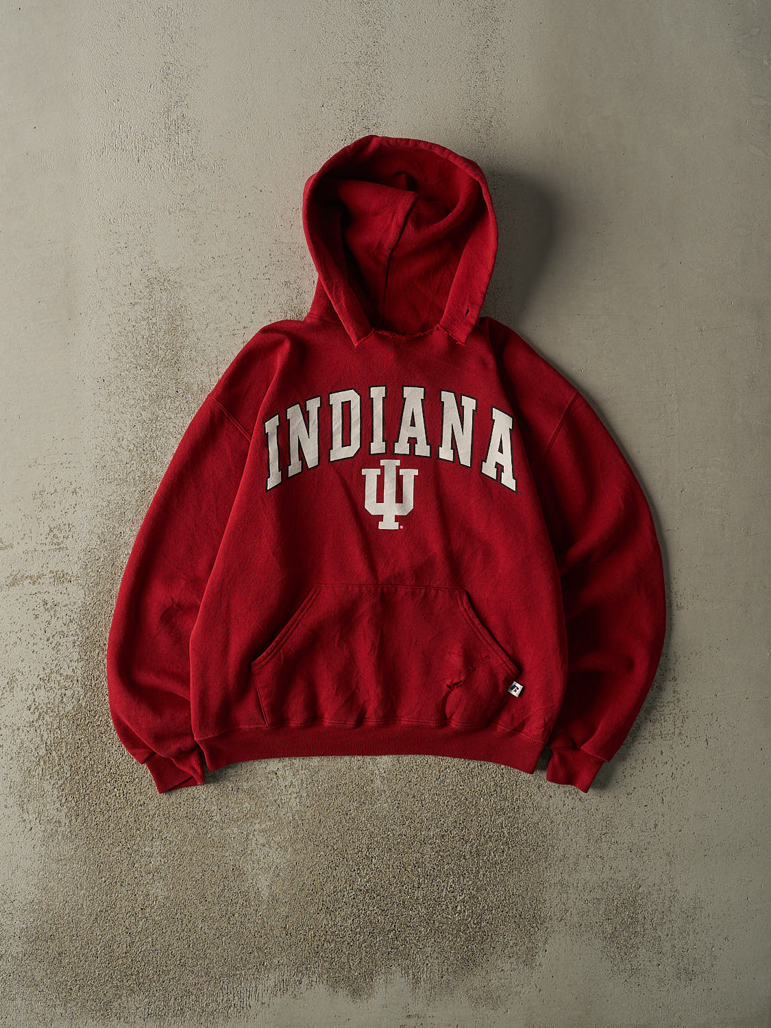 Vintage Y2K Burgundy Russell Athletic Indiana University Hoodie (S/M)