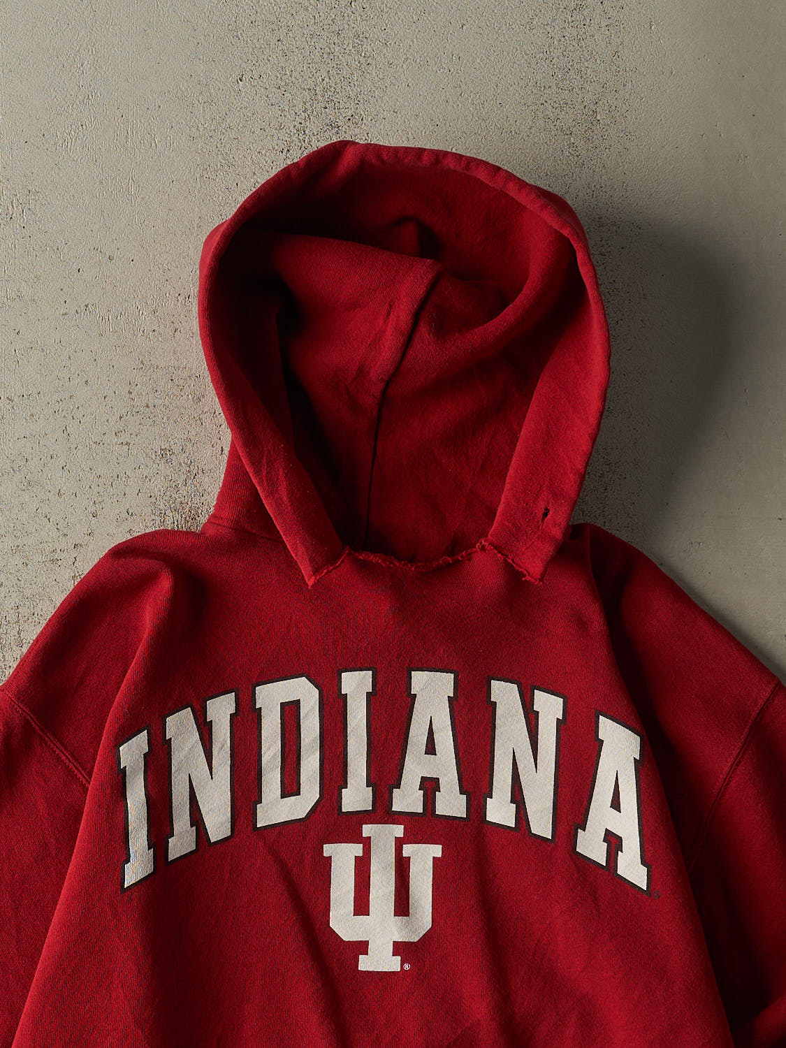 Vintage Y2K Burgundy Russell Athletic Indiana University Hoodie (S/M)