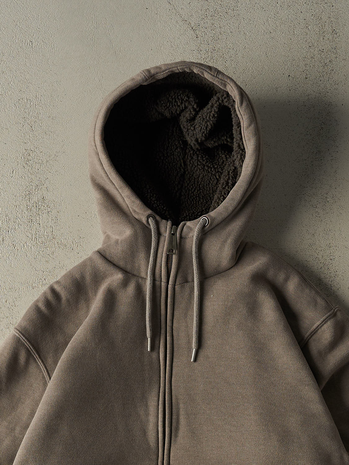 Vintage Y2K Grey Carhartt Sherpa Lined Heavyweight Zip Up Hoodie (L/XL)