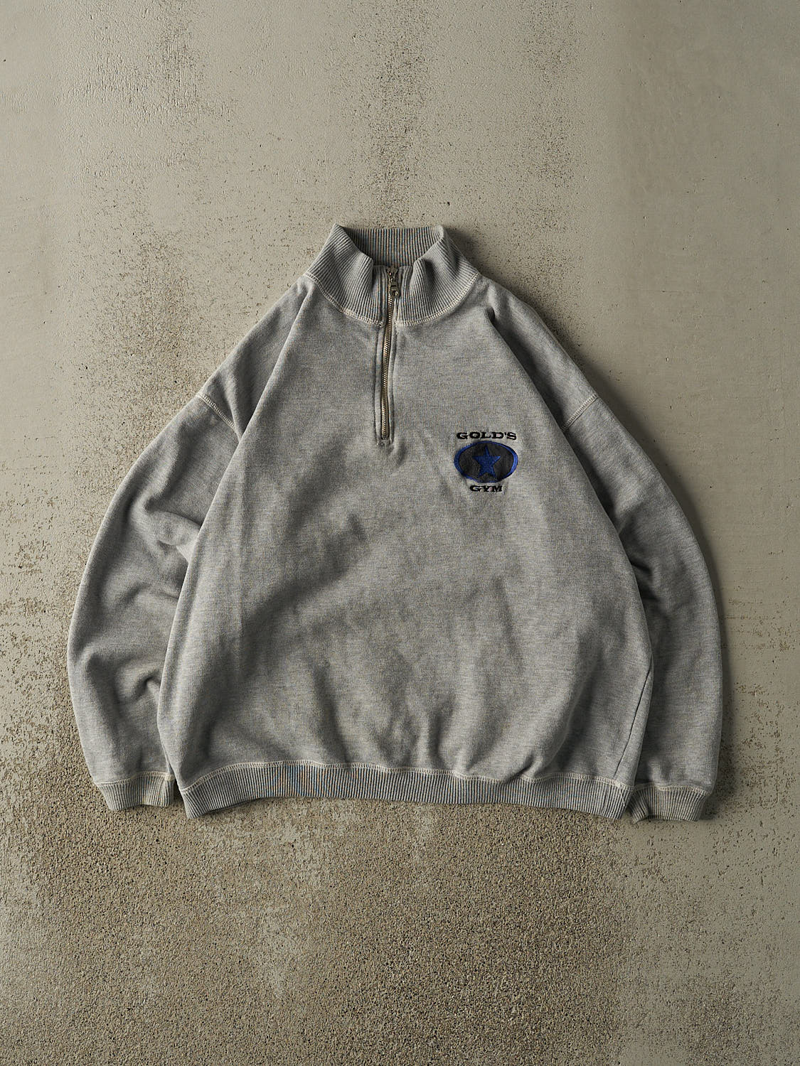 Vintage 90s Grey Gold's Gym Quarter Zip Sweater (M)