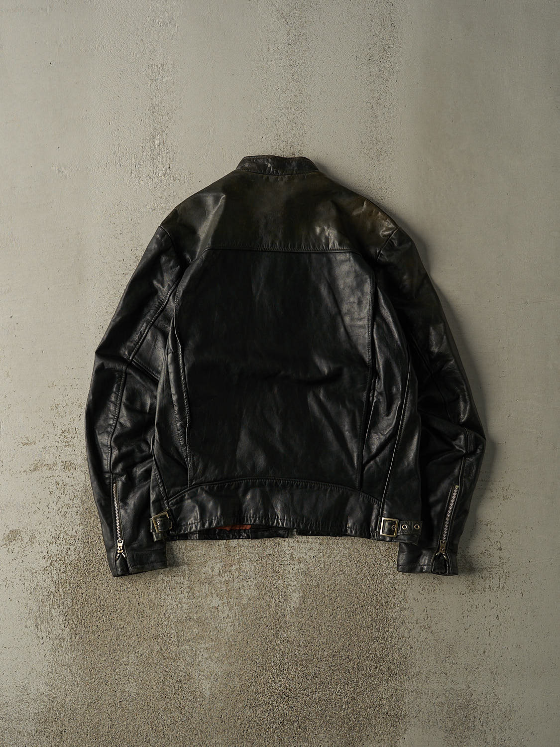 Vintage 70s Black Leather Biker Jacket (L)