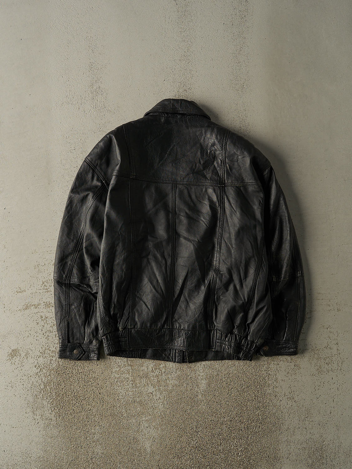 Vintage 80s Black Leather Bomber Jacket (M/L)