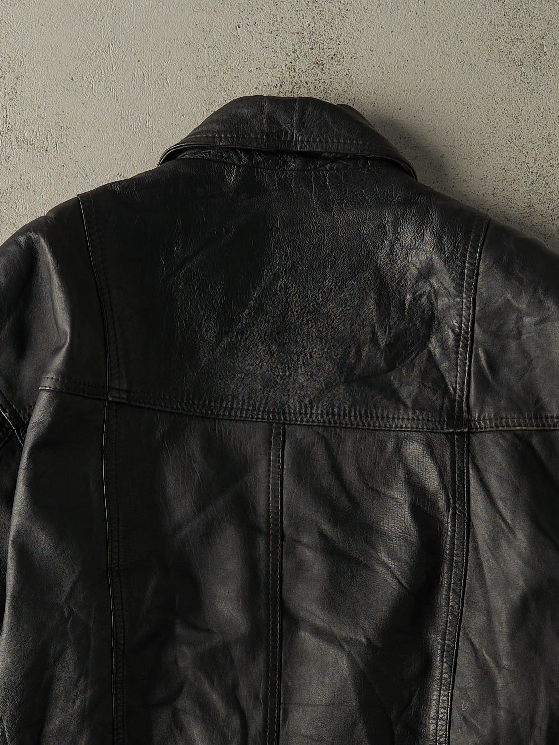 Vintage 80s Black Leather Bomber Jacket (M/L)